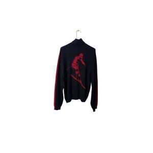 Polo Ralph Lauren XL Black & Red Ski Sweater 100% Lambs Wool Mens Turtleneck